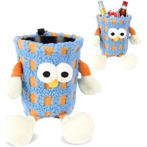 Car Trash Can: Cute Monster Shaped Grid Pattern Trash can, Leak Proof and Easy to Use, Installed car Trash can, Perfect for Cars, SUVs(Pink)