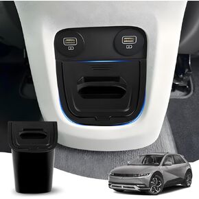 Karltys Car Trash Can for 2022-2024 Hyundai Ioniq 5, Lower Center Console Organizer Compatible with 2024 Ioniq5 Accessories,Automotive Garbage Bin with Lid, Compact Design