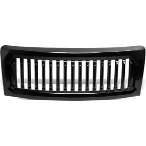 DNA MOTORING GRF-OH-012-BK Glossy Black Badgeles Honeycomb Mesh Style Front Bumper Grille Compatible with 04-08 Ford F-150