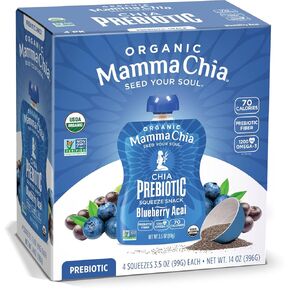 Mamma Chia Organic Prebiotic Squeeze Snack, Strawberry Lemonade, 16- 3.5 Ounce , Fiber-Rich Prebiotic Gut Support, USDA Organic, Non-GMO, Vegan, Gluten Free (Pack of 16)