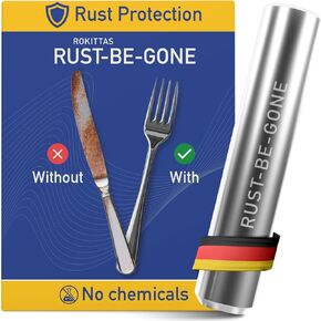RUST-BE-GONE Rust Prevention for Silverware and Pans – Silver Polish for Silverware – German Patent – Chemical Free & Reusable – Rust Magnet Dishwasher Cleaner Tablets