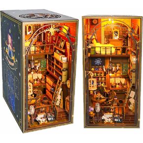 مجموعة زوايا الكتب DIY من Roroom، رف كتب لبيت الدمى DIY، زقاق ديكور، مع صندوق موسيقى لغز خشبي ثلاثي الأبعاد (Sakura Holiday-M2211)