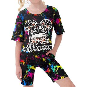 mksodop Clothes for Teen Girls,Kids Clothes Tie Dye Sweatshirt Tops and Short pants 2PCS Girls Summer Outfits