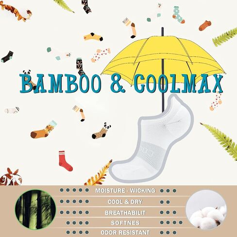BRISIRA Coolmax Bamboo Viscose Kids No Show Socks Compression Athletic Running Sports Boys Socks Ankle Cushioned for Youth in Saudi Arabia