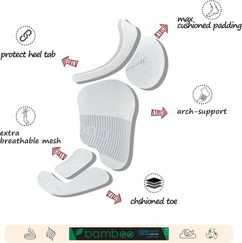 BRISIRA Coolmax Bamboo Viscose Kids No Show Socks Compression Athletic Running Sports Boys Socks Ankle Cushioned for Youth in Saudi Arabia