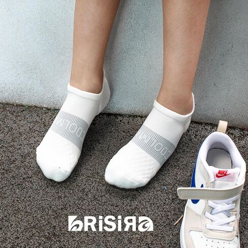 BRISIRA Coolmax Bamboo Viscose Kids No Show Socks Compression Athletic Running Sports Boys Socks Ankle Cushioned for Youth in Saudi Arabia