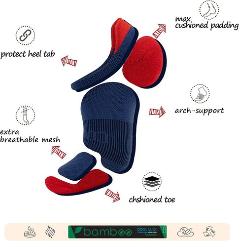 BRISIRA Coolmax Bamboo Viscose Kids No Show Socks Compression Athletic Running Sports Boys Socks Ankle Cushioned for Youth in Saudi Arabia