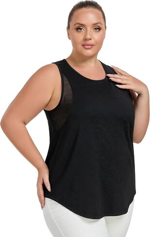 قمم دبابات تجريب للسيدات زائد الحجم مع شبكة ، XL-5XL قمصان أكمام رياضية مناسبة in Kuwait