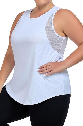 قمم دبابات تجريب للسيدات زائد الحجم مع شبكة ، XL-5XL قمصان أكمام رياضية مناسبة in Kuwait