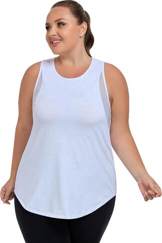 قمم دبابات تجريب للسيدات زائد الحجم مع شبكة ، XL-5XL قمصان أكمام رياضية مناسبة in Kuwait