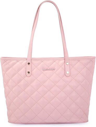 Montana West Quilted Tote Bag for Women Large Shoulder Bag Fashion Handbags with Top Zipper in Kuwait