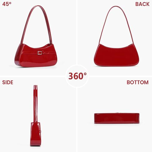 Y2k Shoulder Bag Red Patent Leather Purse For Women Small Vintage Handbag Burgundy Hobo Bags Faux Leather Underarm in Kuwait