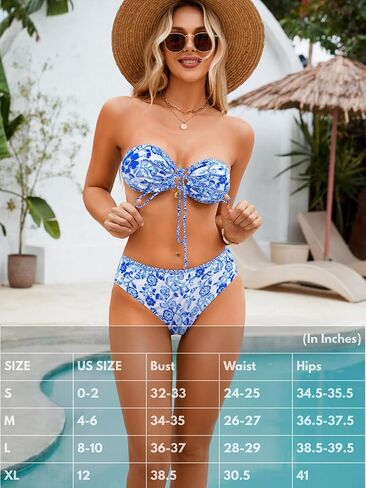 مجموعات Bikini Bandeau Bikini من طراز O-Ring للنساء ، Shell Ruched Top & Mid-Rise Bottom Botho اثنين in Kuwait