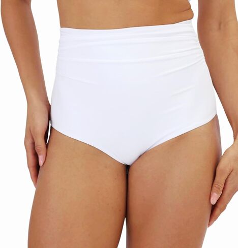 Womens High Waisted Bikini Bottoms Tummy Control Swimsuit Bottom Full Coverage Ruched Design High Leg Bathing Suit in Kuwait