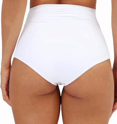 Womens High Waisted Bikini Bottoms Tummy Control Swimsuit Bottom Full Coverage Ruched Design High Leg Bathing Suit in Kuwait