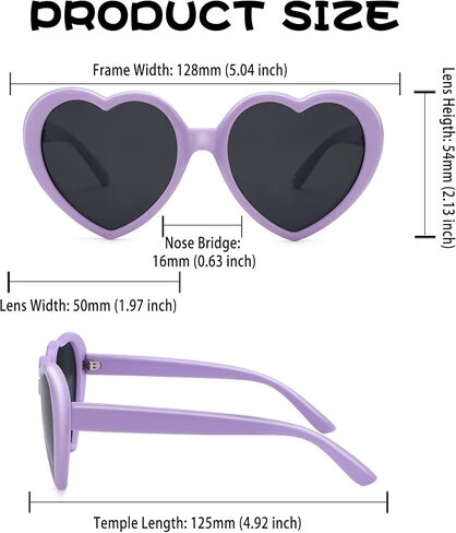 نظارات شمسية على شكل قلب مستقطب - حماية UV400 نظارات شمس جميلة للفتيات من العمر 3-10 in Kuwait