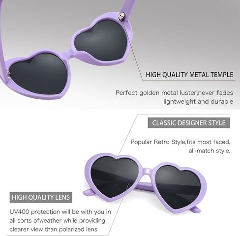نظارات شمسية على شكل قلب مستقطب - حماية UV400 نظارات شمس جميلة للفتيات من العمر 3-10 in Kuwait