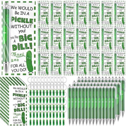 50 Sets Employee Appreciation Gifts Positive Pickle Keychain with Thank You Cards Fancy Pens Emotional Support Pickle Bulk Inspirational Gifts Bulk for Pickle Lover Employees Coworkers in Saudi Arabia