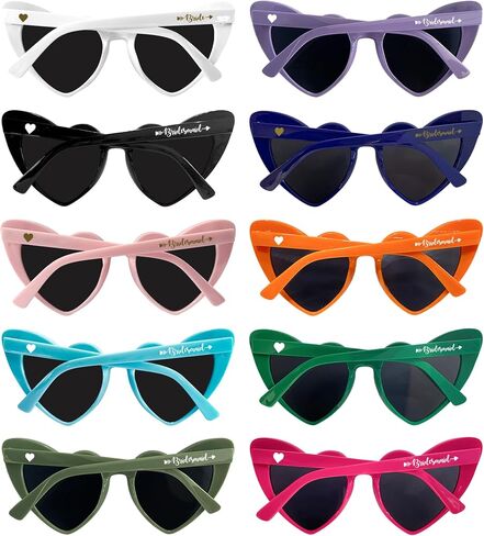 LADY&HOME 10 Pairs Heart Shaped Sunglasses Bachelorette Sunglasses Heart Sunglasses Bachelorette Party Favors Supplies in Saudi Arabia