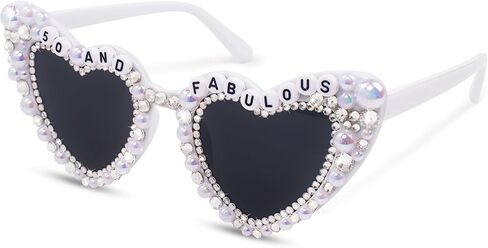 نظارات عيد الميلاد الخمسين شكل القلب نظارة شمسية مع حجر الراين للنساء أصدقاء خمسين إكسسوارات هدية عيد ميلاد الحفلات in Kuwait