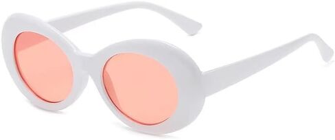 White Oval Round Sunglasses Thick Bold Clout Goggles Oval Mod Retro Vintage Kurt Cobain Inspired Sunglasses Lens in Kuwait