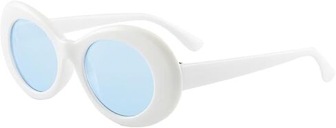 White Oval Round Sunglasses Thick Bold Clout Goggles Oval Mod Retro Vintage Kurt Cobain Inspired Sunglasses Lens in Kuwait