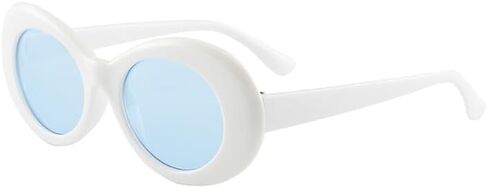 White Oval Round Sunglasses Thick Bold Clout Goggles Oval Mod Retro Vintage Kurt Cobain Inspired Sunglasses Lens in Kuwait