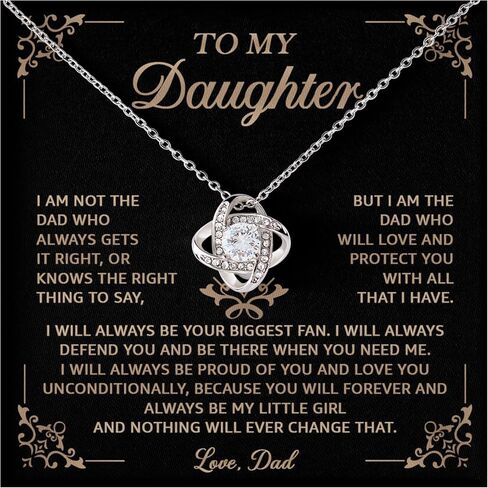 Daughter Necklace From Dad With Heartfelt Message & Elegant Box, To Daughter Gifts For Birthday Or Christmas in Kuwait