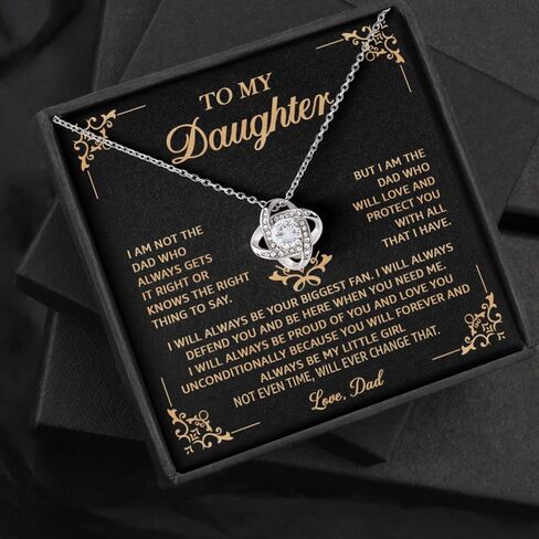 Daughter Necklace From Dad With Heartfelt Message & Elegant Box, To Daughter Gifts For Birthday Or Christmas in Kuwait