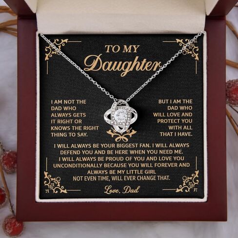 Daughter Necklace From Dad With Heartfelt Message & Elegant Box, To Daughter Gifts For Birthday Or Christmas in Kuwait