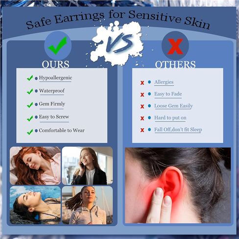 THUNARAZ 16 Pairs Tiny Cartilage Stud Earrings for Women Men Surgical Steel Flat Back Cartilage Earrings Hypoallergenic Cubic Zirconia Tiny Ball Studs Earrings 2mm 3mm Tragus Helix Daith Piercing in Saudi Arabia