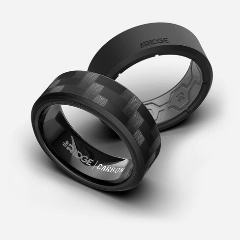 حلقات Ridge Tungsten للرجال - فرقة زفاف رجالي - حلقة مشطوفة قوية ومتينة ومقاومة للخدش مع شريط السيليكون in Saudi Arabia