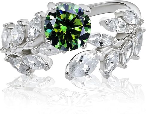 Green/Red Moissanite Ring Women 925 Sterling Silver 1 Carat Emerald Green Moissanite Promise Ring Anniversary Ring in Saudi Arabia
