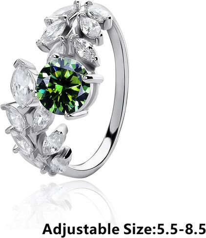 Green/Red Moissanite Ring Women 925 Sterling Silver 1 Carat Emerald Green Moissanite Promise Ring Anniversary Ring in Saudi Arabia