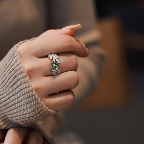 Green/Red Moissanite Ring Women 925 Sterling Silver 1 Carat Emerald Green Moissanite Promise Ring Anniversary Ring in Saudi Arabia