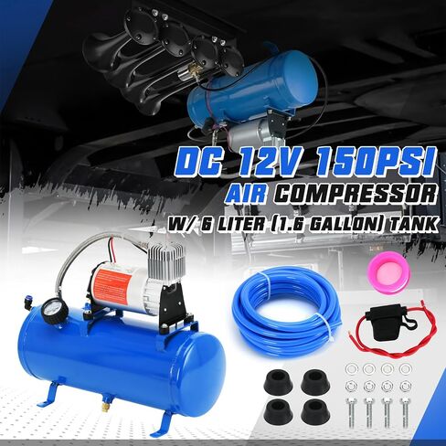 PTNHZ DC 12V MAX 150PPSI مضخة ضاغط الهواء مضخة W/6 لتر 1.6 جالون لخزان القوارب القوارب الصغيرة مضخة ضاغط الهواء المحمولة in Kuwait