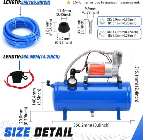 PTNHZ DC 12V MAX 150PPSI مضخة ضاغط الهواء مضخة W/6 لتر 1.6 جالون لخزان القوارب القوارب الصغيرة مضخة ضاغط الهواء المحمولة in Kuwait
