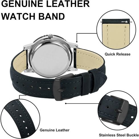 BISORNSTRAP Extra Watch Watch Bands 18 مم 20 مم 22 مم 24 مم ، وأشرطة ساعة جلدية للرجال ، حزام استبدال XL للمعصمين الكبار in Saudi Arabia