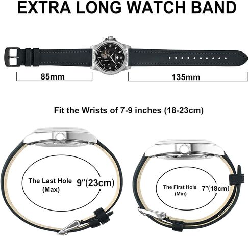 BISORNSTRAP Extra Watch Watch Bands 18 مم 20 مم 22 مم 24 مم ، وأشرطة ساعة جلدية للرجال ، حزام استبدال XL للمعصمين الكبار in Saudi Arabia