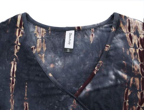 Beauhuty Women's Top Deep V Neck Neck Slim Thirt Frable Wrap Ruched Short Sleeve Tee in Kuwait