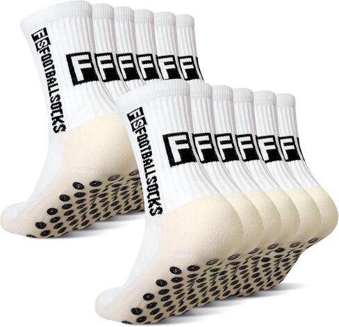 SkiBeaut Kid Youth Athletic Socks, 6 Pairs Anti Skid Soccer Football Young Teen Slipper Grips Socks for Boys Girls 4-16 Years in Kuwait