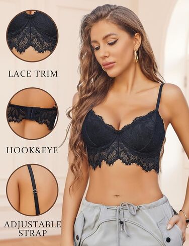 Avidlove Lace Bralettes for Women Corset Bustier Top with Underwired V Neck Camisole Lingerie Crop Top in Kuwait