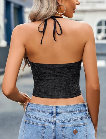 Avidlove Sexy Tops for Women Lace Camisole Y2k Halter Crop Top Slim Sleeveless Going Out Outfits 2025 Trendy in Saudi Arabia