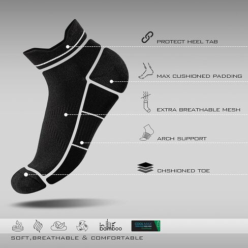 BRISIRA Bamboo Viscose Compression High Ankle Socks Men Women Cushioned Anti Blister HIking Golf Arch Support Running Socks in Saudi Arabia