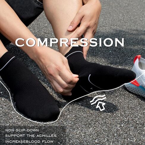 BRISIRA Bamboo Viscose Compression High Ankle Socks Men Women Cushioned Anti Blister HIking Golf Arch Support Running Socks in Saudi Arabia