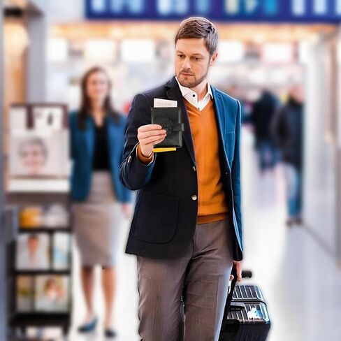 حامل جواز السفر للسفر ، حامل جواز سفر جلدي ، RFID جواز سفر تغطية جواز سفر محفظة جواز سفر متميز مع حامل البطاقة وسفر فتحة القلم يجب أن يكون أساسيا للنساء الرجال (أسود) in Saudi Arabia