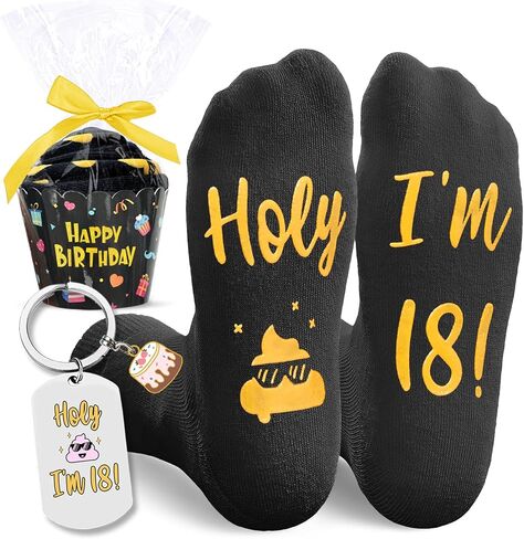HAPPYPOP Birthday Gift Ideas for 13-18 Year Olds - Socks for Teen Girls and Boys with Keychain in Saudi Arabia