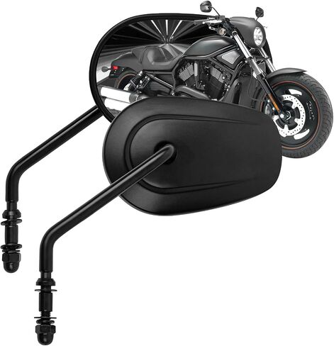 مرايا مقود دراجة نارية أسود مدببة-مرايا جانبية ذات دراجة نارية طويلة 8 ملم تتوافق مع Harley Road King ، V-Rod ، Sportster ، Dyna ، Softail ، Street Electra Road Glide 1982-2025 in Kuwait