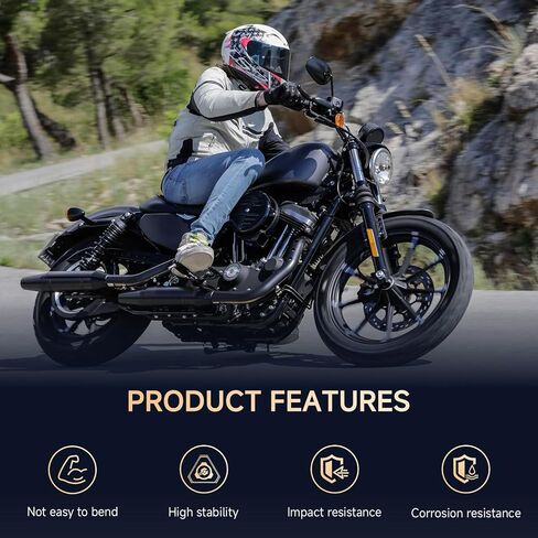 مرايا مقود دراجة نارية أسود مدببة-مرايا جانبية ذات دراجة نارية طويلة 8 ملم تتوافق مع Harley Road King ، V-Rod ، Sportster ، Dyna ، Softail ، Street Electra Road Glide 1982-2025 in Kuwait