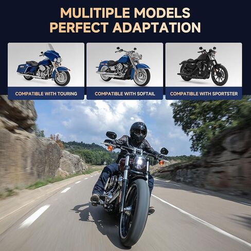 مرايا مقود دراجة نارية أسود مدببة-مرايا جانبية ذات دراجة نارية طويلة 8 ملم تتوافق مع Harley Road King ، V-Rod ، Sportster ، Dyna ، Softail ، Street Electra Road Glide 1982-2025 in Kuwait